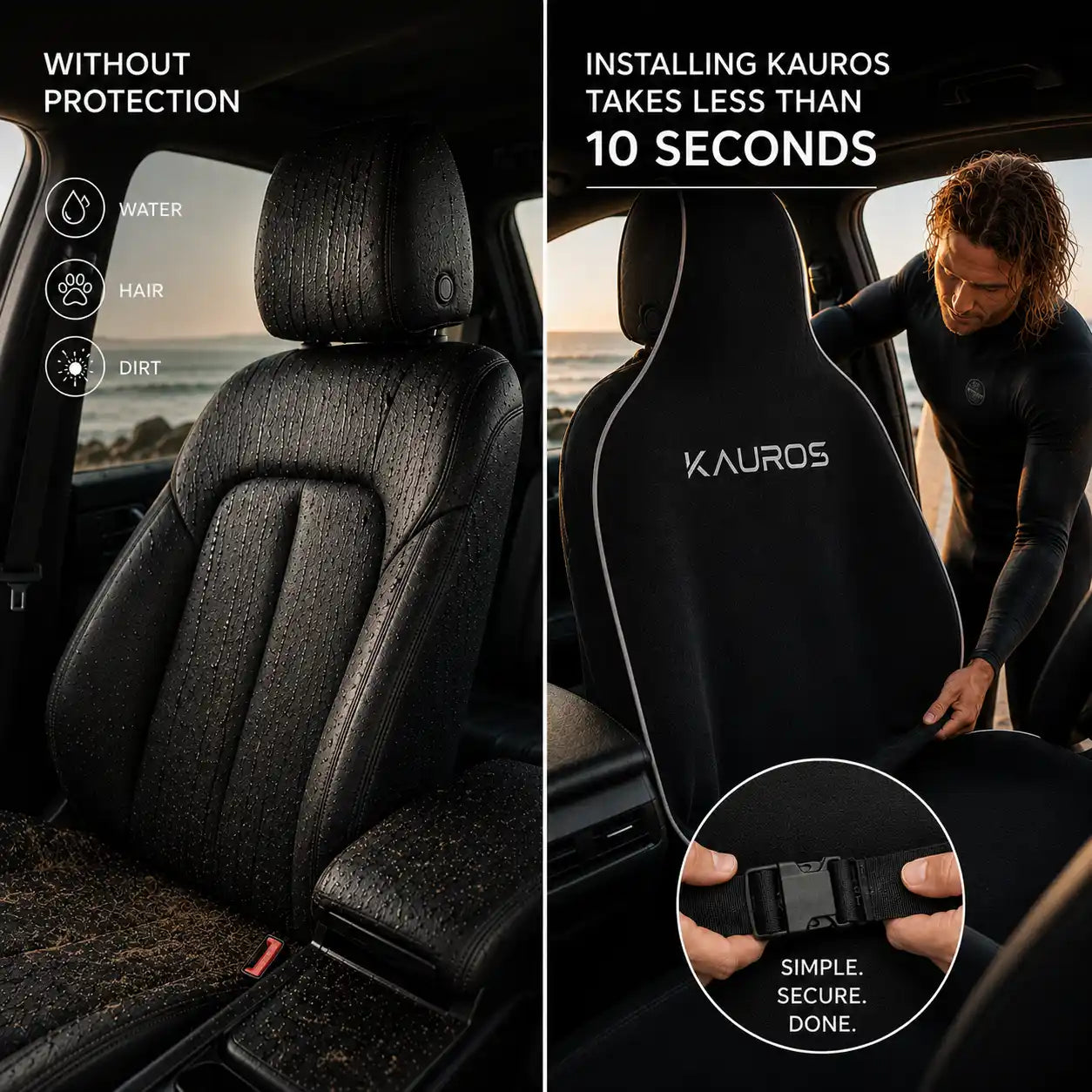 best waterproof seat covers installed on a front driver seat
